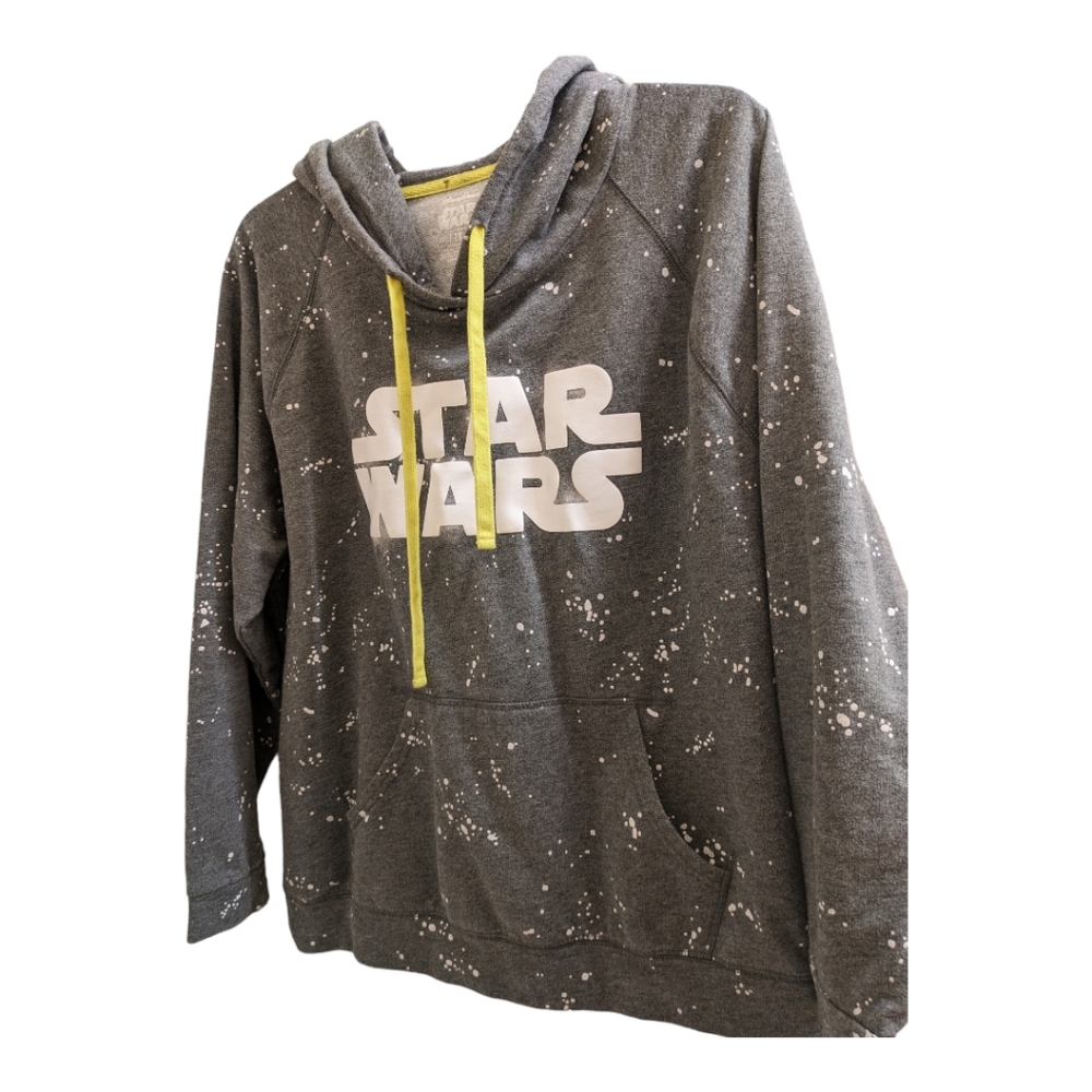 Star Wars Gray Spotted Neon Green Pullover Hoodie Sweatshirt. 1X - Picture 3 of 5